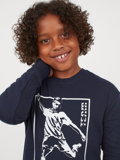 

H&M Boys Navy Blue Printed Sweatshirt