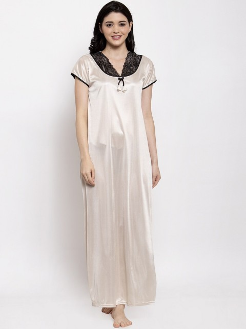 

Secret Wish Cream-Coloured Solid Nightdress