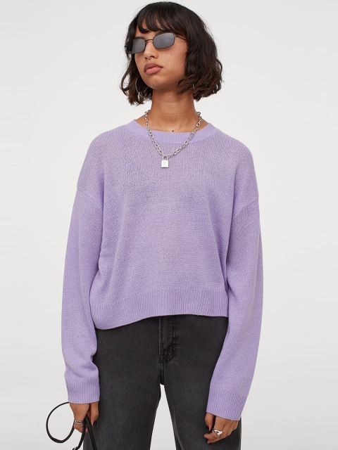 

H&M Women Purple Knitted Jumper