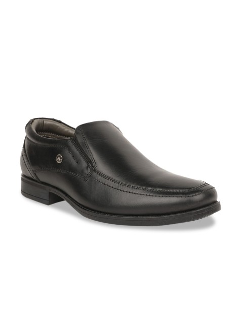 

Bata Men Black Solid Leather Formal Slip-On Shoes