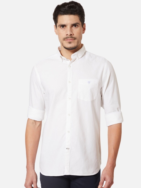 

J Hampstead Men White Slim Fit Solid Casual Shirt