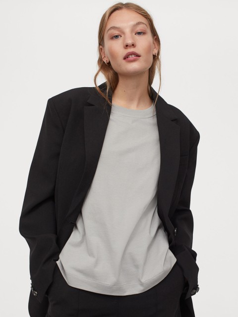 

H&M Women Grey Cotton T-Shirt