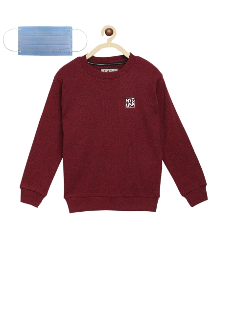 

Lil Tomatoes Boys Maroon Solid Sweatshirt