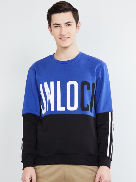 max Men Blue Printed Sweatshirt