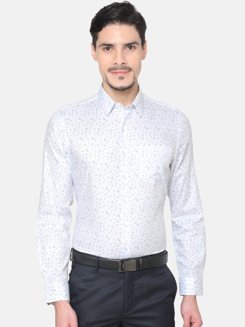 

J Hampstead Men White Slim Fit Printed Formal Shirt