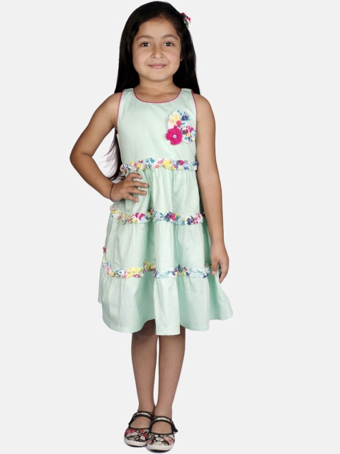 

RIBBON CANDY Girls Sea Green Solid A-Line Dress