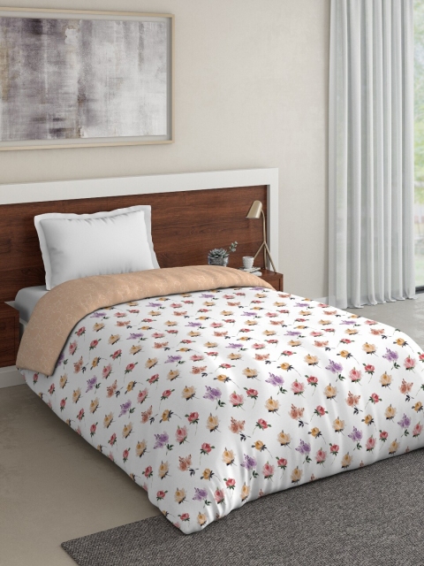 

DDecor White & Peach-Coloured Floral Mild Winter 150 GSM Single Bed Dohar