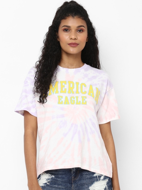 

AMERICAN EAGLE OUTFITTERS Women Pink Printed Round Neck T-shirt