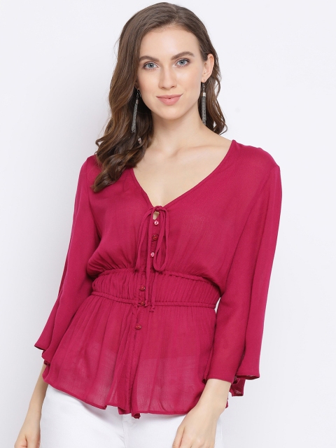 

Oxolloxo Women Pink Solid Empire Top