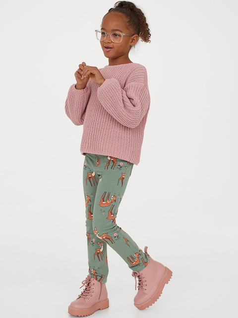 

H&M Girls Green Printed Treggings