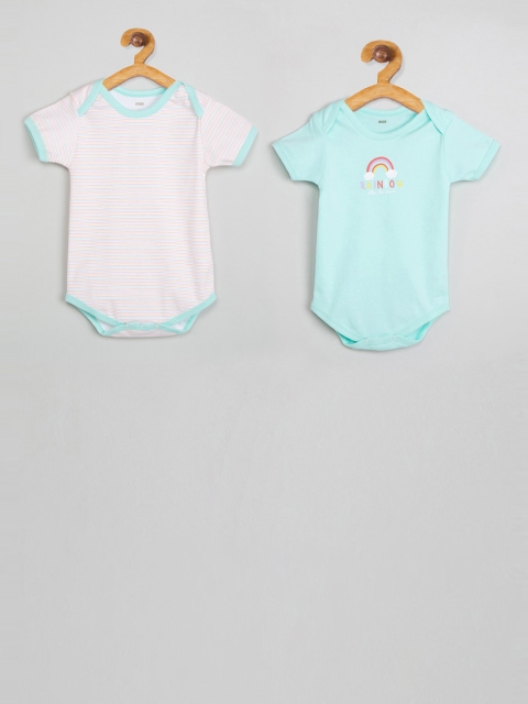 max Girls Pack of 2 Pink & Blue Knitted Bodysuits