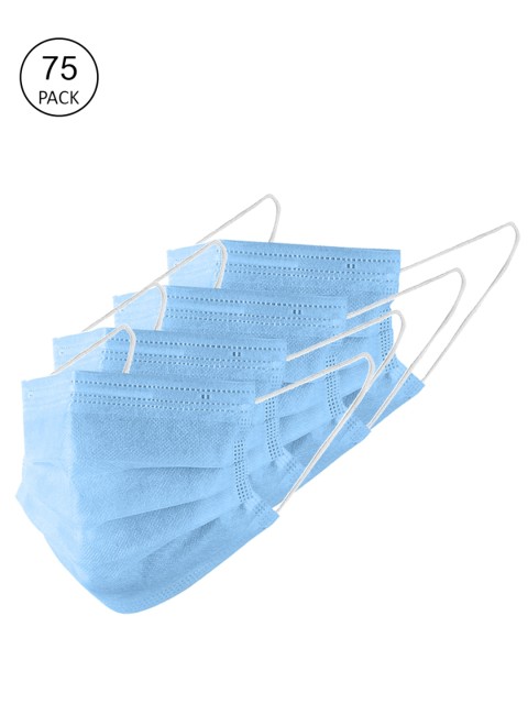 

LONDON FASHION hob Unisex Pack Of 75 3-Ply Ultrasonic Disposable Masks, Blue