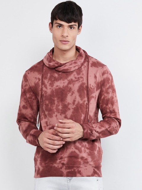 

max Men Red Printed Hooded Sweatshirt