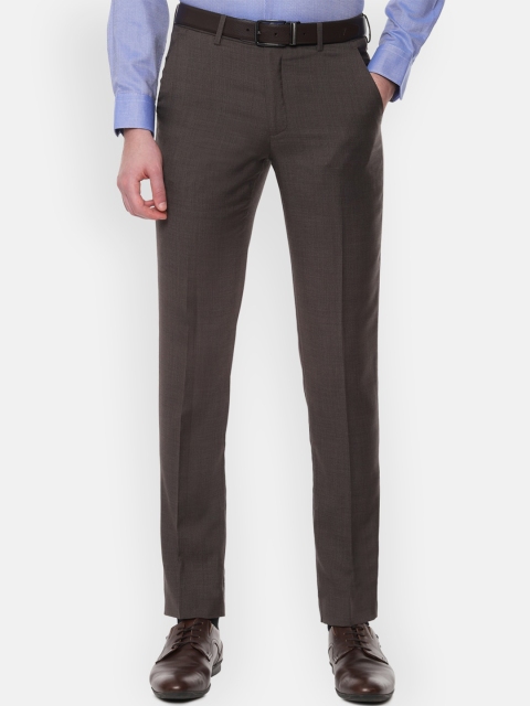 

Van Heusen Men Brown Slim Fit Self Design Formal Trousers