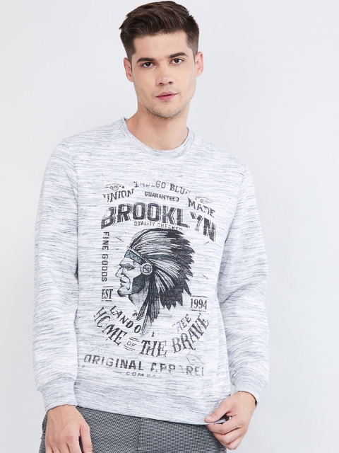 

max Men Grey Melange Printed Sweatshirt