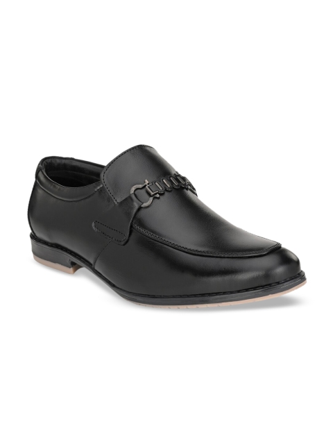 

Fentacia Men Black Solid Genuine Leather Formal Slip-Ons