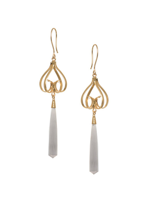 

INDYA Gold-Plated Purple Contemporary Drop Earrings