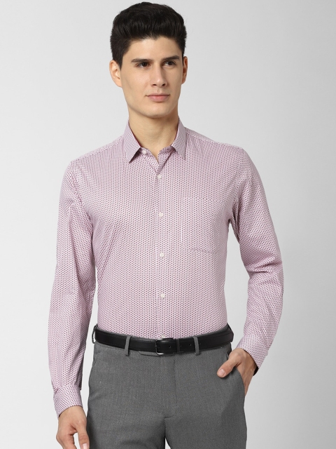 

Peter England Men White & Maroon Slim Fit Printed Formal Shirt