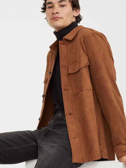 

H&M Men Brown Solid Shacket Regular Fit