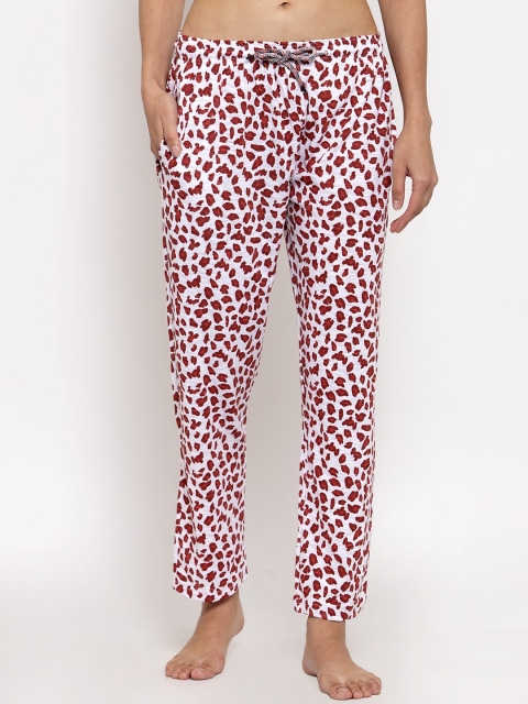 

TAG 7 Women White & Pink Leopard Printed Lounge Pants