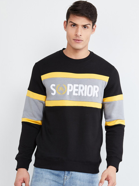 

max Men Black & Grey Printed Sweatshirt
