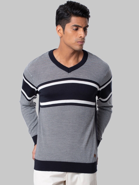 

Raymond Men Blue & White Striped Pullover Sweater