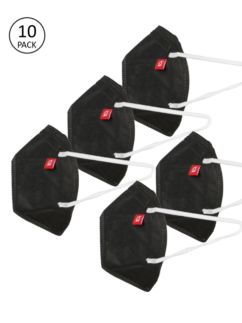 

Swiss Design Unisex Pack of 10 Pcs Solid 5Ply Protective N95 Masks, Black