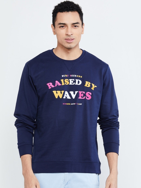 

max Men Blue Printed Sweatshirt