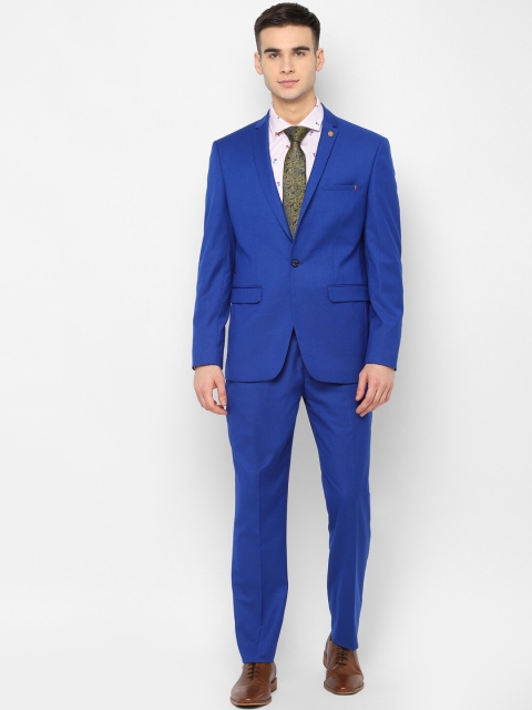 

Allen Solly Men Blue Self-Design Slim-Fit Single-Breasted Formal Suit