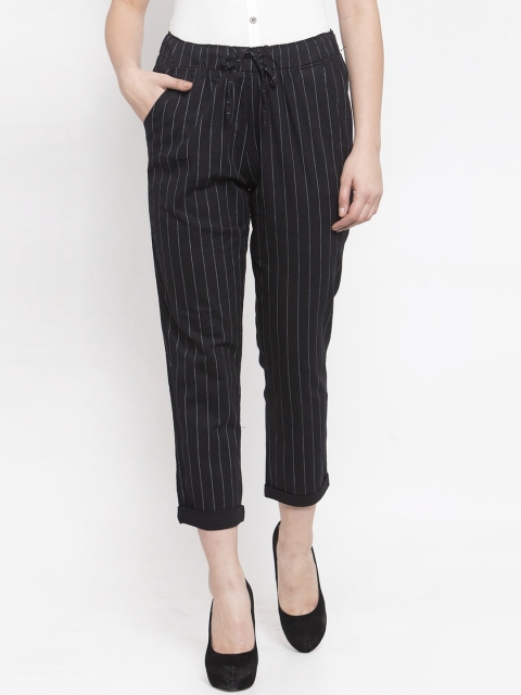 

Global Republic Women Black Regular Fit Striped Regular Trousers