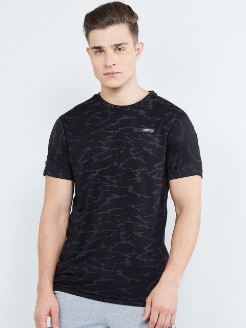 

max Men Black Printed Round Neck T-shirt