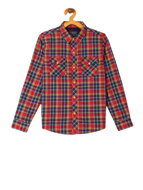 

Cherokee Boys Red & Blue Regular Fit Checked Casual Shirt