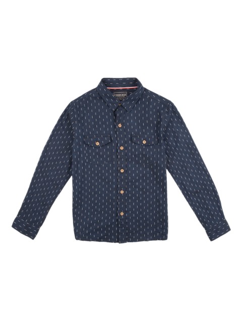 

Cherokee Boys Navy Blue Regular Fit Printed Casual Shirt