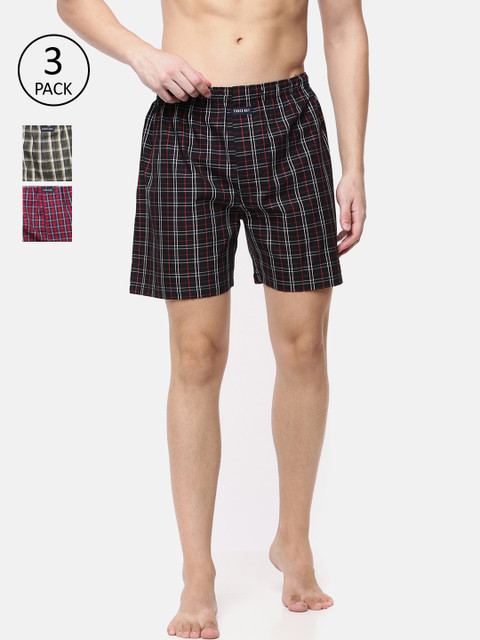 

Force NXT Men Pack of 3 Checked Boxers, Black