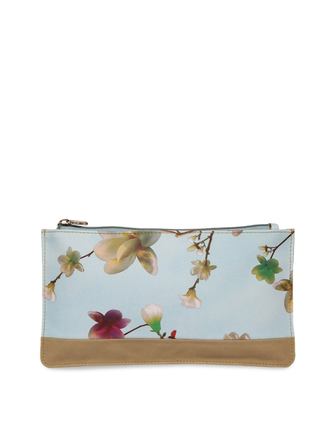 

Butterflies Women Blue Floral Print Zip Around Wallet