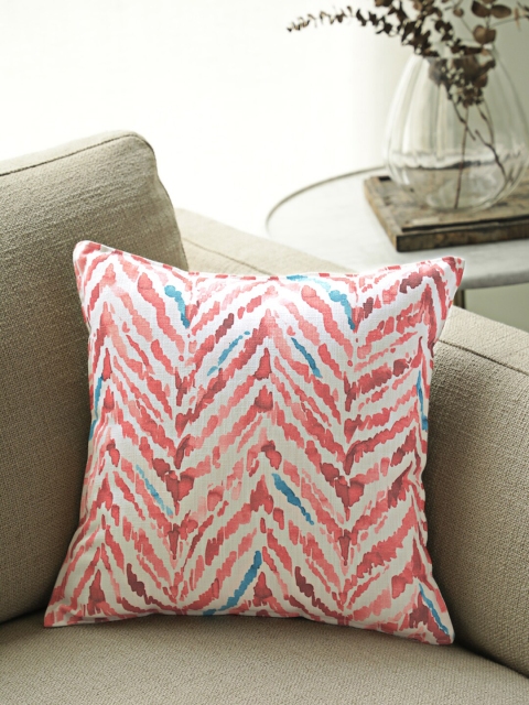 

BLUE BOAT Pink & Blue Set of Single Abstract Square Cushion Covers
