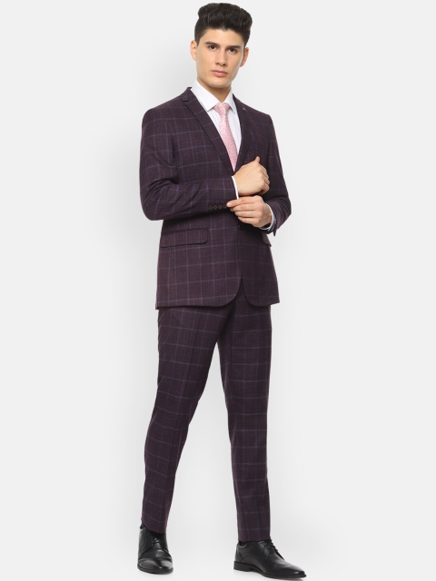 

Van Heusen Men Purple Checked Slim-Fit Single-Breasted Formal Suit