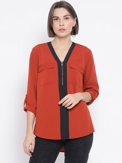 

Oxolloxo Women Red Solid High-Low Top