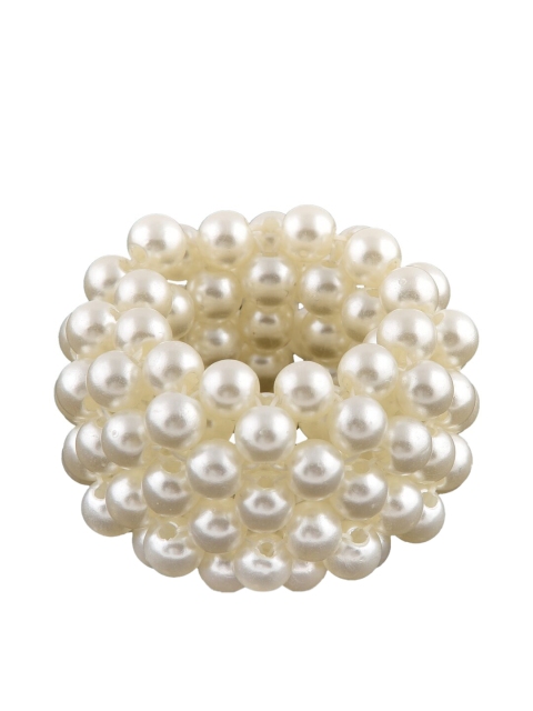 

ToniQ Women White Beaded Ponytail Holders