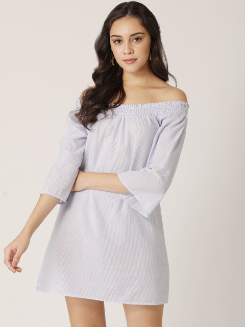 

DIVA WALK EXCLUSIVE Women Blue Striped A-Line Dress