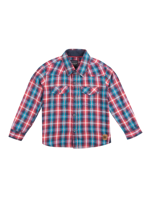 

Cherokee Boys Blue & Red Regular Fit Checked Casual Shirt