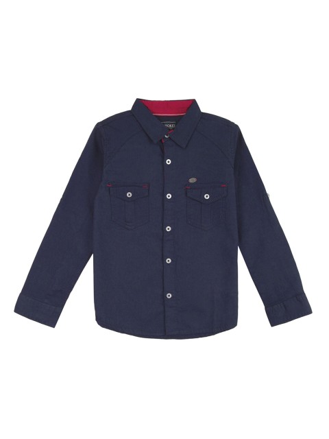 

Cherokee Boys Navy Blue Regular Fit Solid Casual Shirt