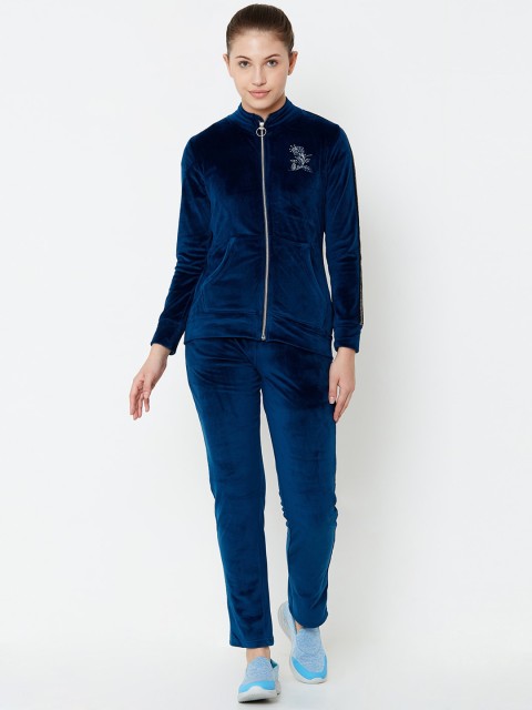 Sweet Dreams Women Navy Blue Solid Tracksuit