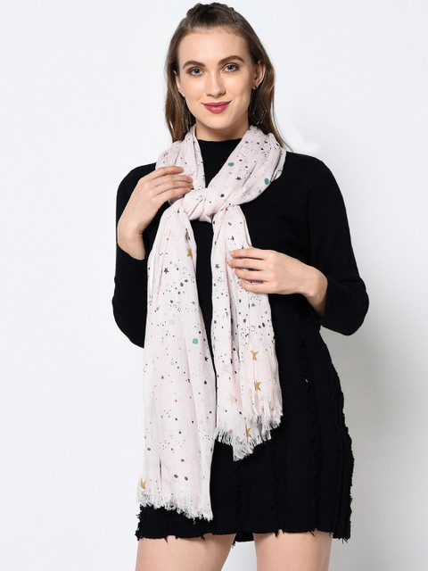

J Style Women Pink & Off-White Printed Stole