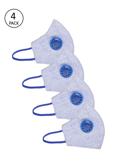 

LUXURAZI Men Pack Of 4 Blue Valved 5-Ply Reusable Protective Outdoor Masks
