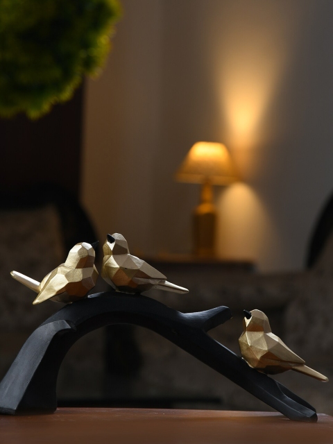 

Dennmarks Gold-Toned & Black Handicraft Three Birds Sculptures