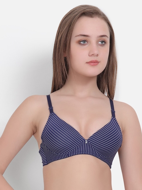 

Golden Girl Navy Blue Printed Non-Wired Lightly Padded T-shirt Bra 2668_Stripes_30A