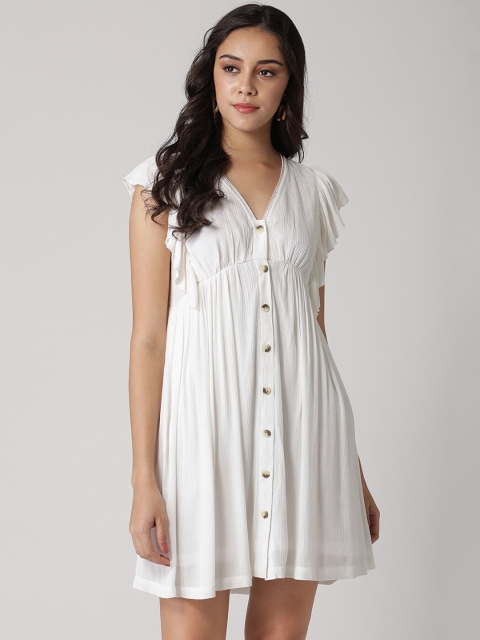 

DIVA WALK EXCLUSIVE Women Off-White Solid A-Line Dress