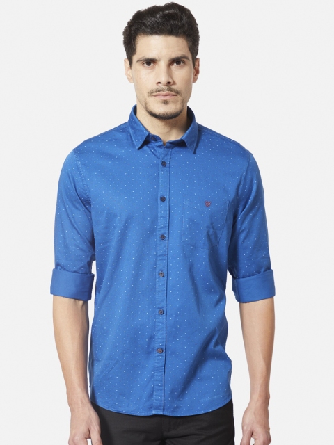 

J Hampstead Men Blue Slim Fit Printed Casual Shirt