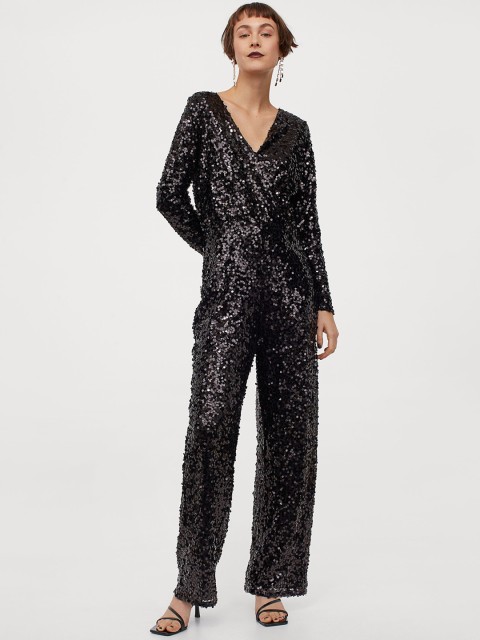 

H&M Women Black Shimmering Jumpsuit